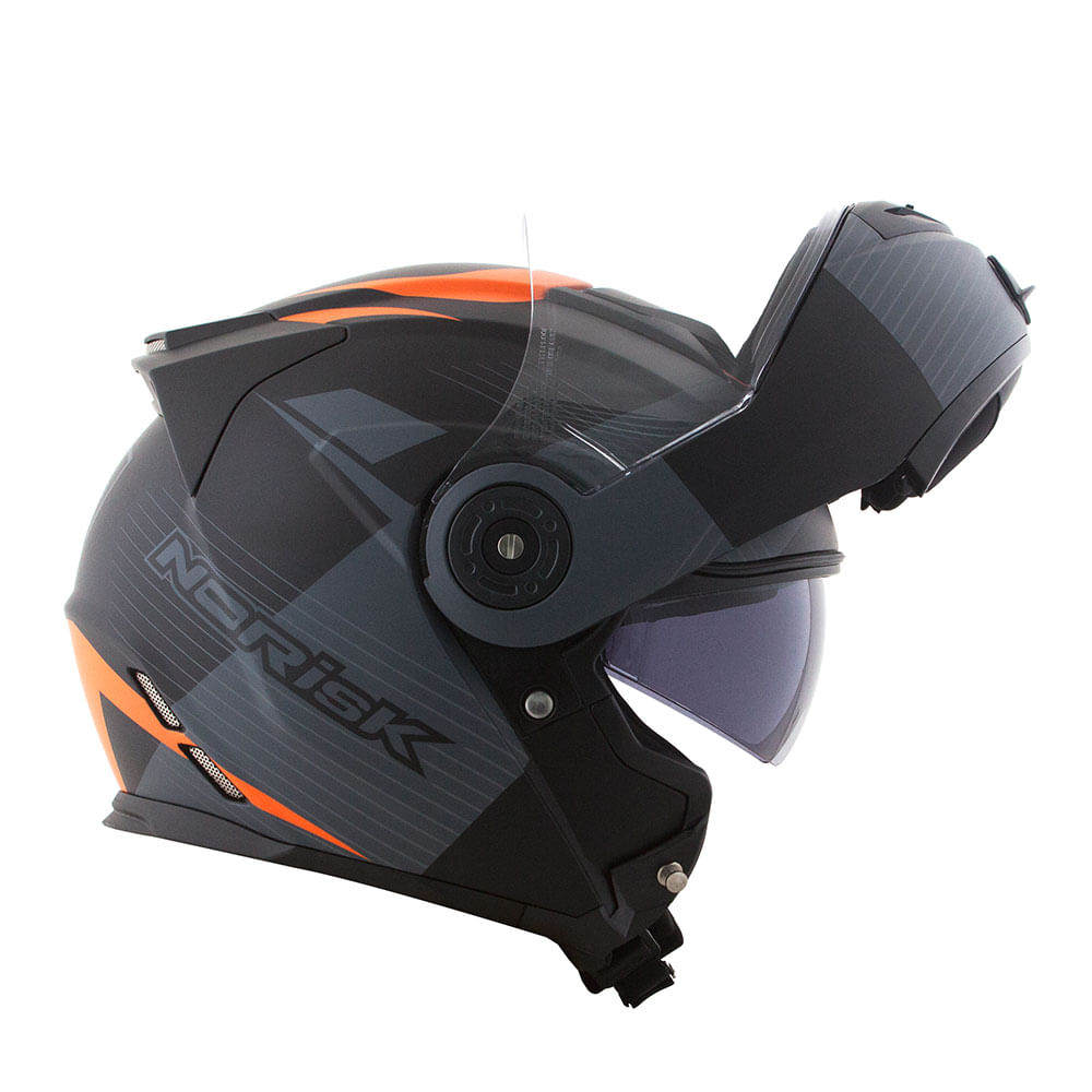 CAPACETE NORISK ROUTE FF345 STROKE PRETO FOSCO/LARANJA 4