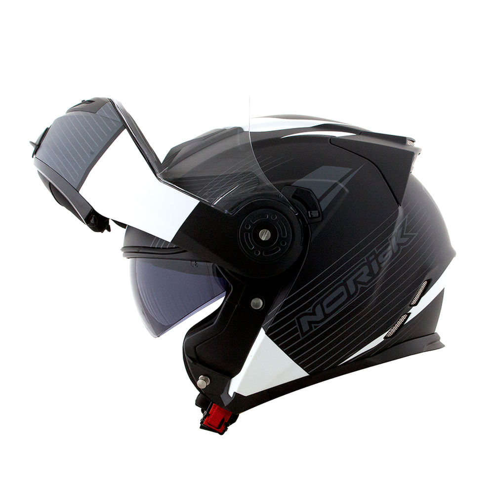 CAPACETE NORISK ROUTE FF345 STROKE PRETO FOSCO/BRANCO 2