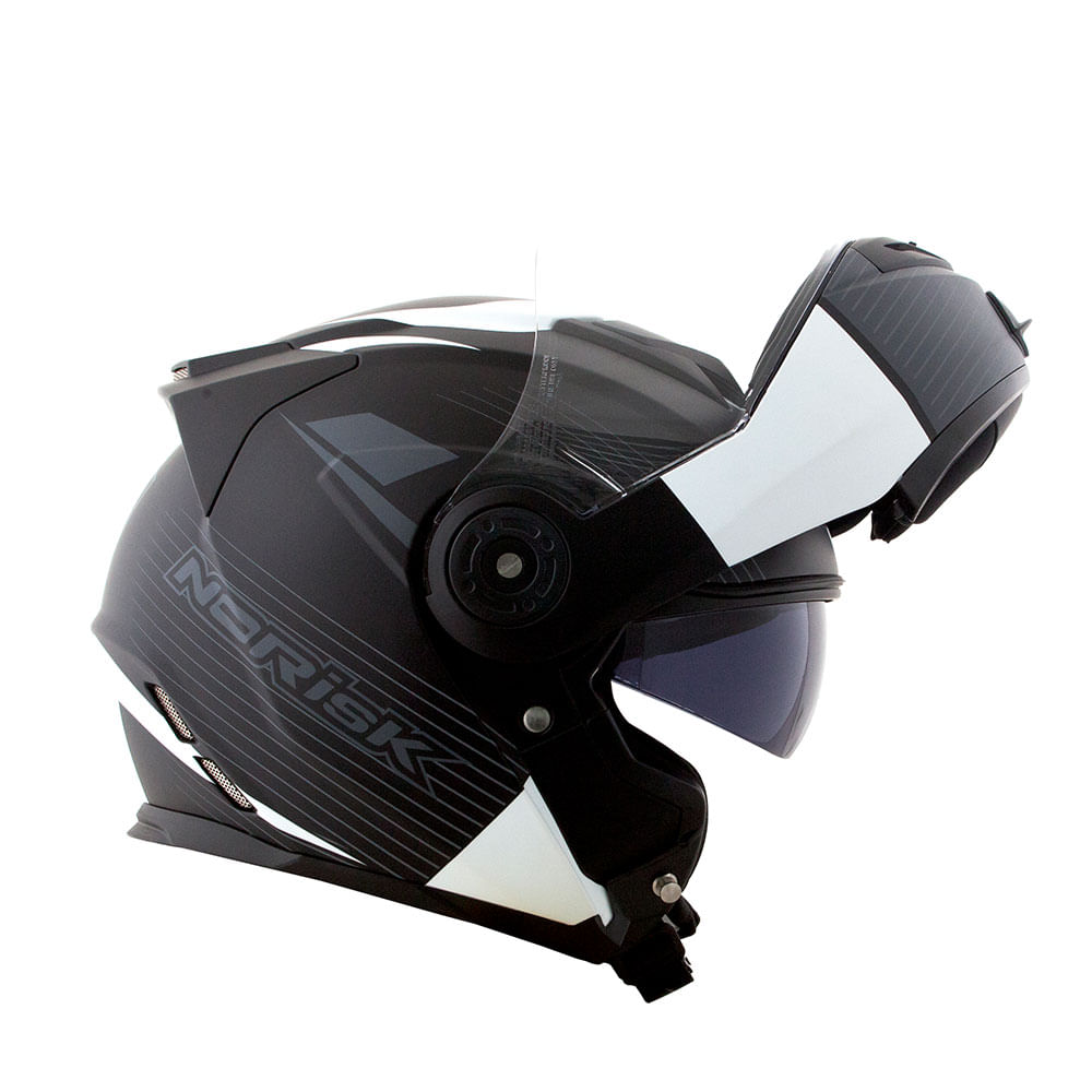 CAPACETE NORISK ROUTE FF345 STROKE PRETO FOSCO/BRANCO 4