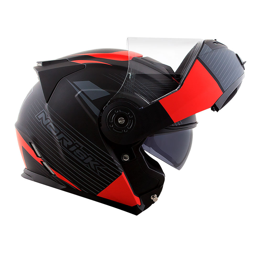 CAPACETE NORISK ROUTE FF345 STROKE PRETO FOSCO/VERMELHO 4
