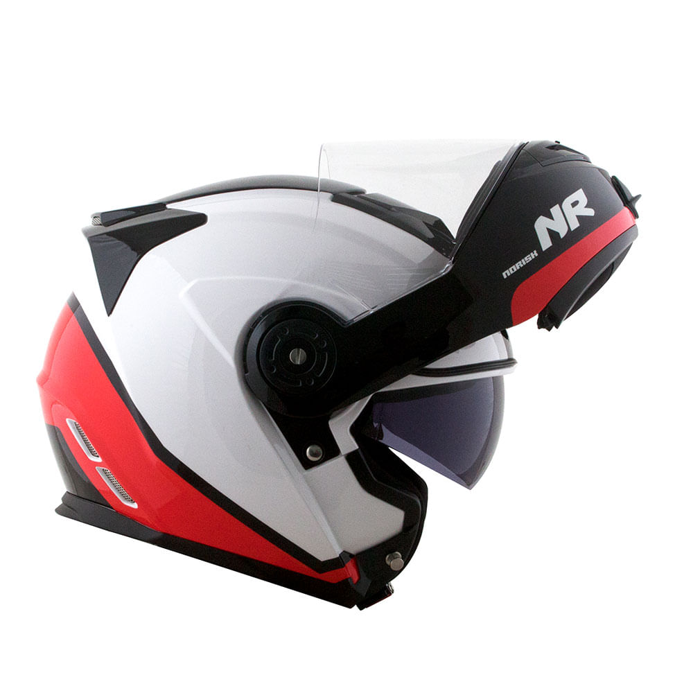 CAPACETE NORISK ROUTE FF345 CHANCE BRANCO/VERMELHO 4