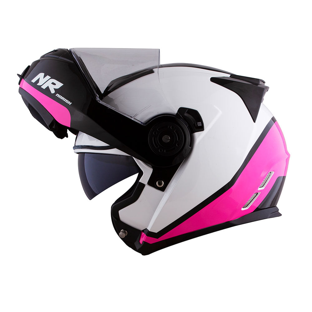 CAPACETE NORISK ROUTE FF345 CHANCE BRANCO/ROSA 3